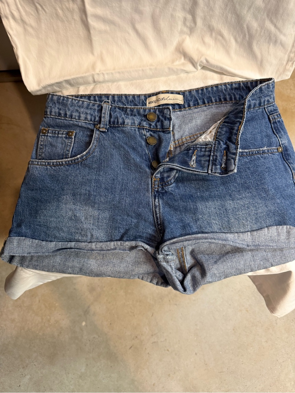 Rip Curl Women's Blue Rolled-Hem Denim Shorts
